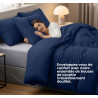 Utopia Bedding Housse de Couette 1 Personne 135x200 cm avec 1 Taie d'oreiller 80x80 cm (Bleu Marine) - Parure de lit 1 Personne 
