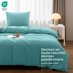 Utopia Bedding Housse de Couette 1 Personne 135x200 cm avec 1 Taie d'oreiller 80x80 cm (Bleu Spa) - Parure de lit 1 Personne 135