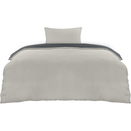 Utopia Bedding Housse de Couette 135x200 cm avec 1 Taie d'oreiller 50x75 cm (Gris Foncé/Gris Clair) - Parure de lit 135 x 200 cm