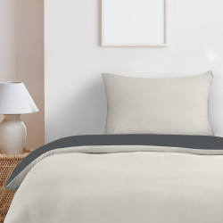 Utopia Bedding Housse de Couette 135x200 cm avec 1 Taie d'oreiller 50x75 cm (Gris Foncé/Gris Clair) - Parure de lit 135 x 200 cm