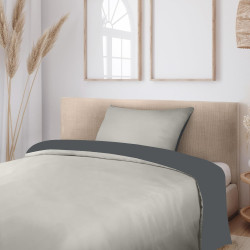 Utopia Bedding Housse de Couette 135x200 cm avec 1 Taie d'oreiller 50x75 cm (Gris Foncé/Gris Clair) - Parure de lit 135 x 200 cm