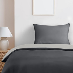 Utopia Bedding Housse de Couette 135x200 cm avec 1 Taie d'oreiller 50x75 cm (Gris Foncé/Gris Clair) - Parure de lit 135 x 200 cm