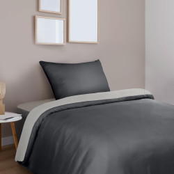 Utopia Bedding Housse de Couette 135x200 cm avec 1 Taie d'oreiller 50x75 cm (Gris Foncé/Gris Clair) - Parure de lit 135 x 200 cm