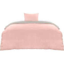 Utopia Bedding Housse de Couette 1 Personne 135x200 cm avec 1 Taie d'oreiller 80x80 cm (Gris/Rose) - Parure de lit - Ensembles d