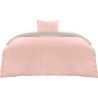 Utopia Bedding Housse de Couette 1 Personne 135x200 cm avec 1 Taie d'oreiller 80x80 cm (Gris/Rose) - Parure de lit - Ensembles d