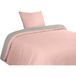 Utopia Bedding Housse de Couette 1 Personne 135x200 cm avec 1 Taie d'oreiller 80x80 cm (Gris/Rose) - Parure de lit - Ensembles d