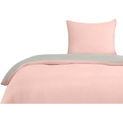 Utopia Bedding Housse de Couette 1 Personne 135x200 cm avec 1 Taie d'oreiller 80x80 cm (Gris/Rose) - Parure de lit - Ensembles d