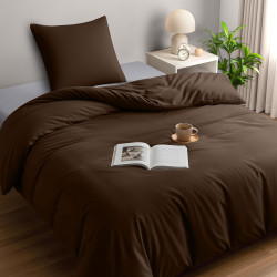 Utopia Bedding Housse de Couette 1 Personne 135x200 cm avec 1 Taie d'oreiller 80x80 cm (Marron) - Parure de lit 1 Personne 135 x