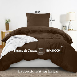 Utopia Bedding Housse de Couette 1 Personne 135x200 cm avec 1 Taie d'oreiller 80x80 cm (Marron) - Parure de lit 1 Personne 135 x