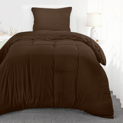 Utopia Bedding Housse de Couette 1 Personne 135x200 cm avec 1 Taie d'oreiller 80x80 cm (Marron) - Parure de lit 1 Personne 135 x