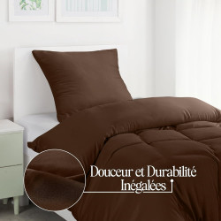 Utopia Bedding Housse de Couette 1 Personne 135x200 cm avec 1 Taie d'oreiller 80x80 cm (Marron) - Parure de lit 1 Personne 135 x