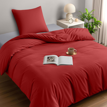 Utopia Bedding Housse de Couette 1 Personne 135x200 cm avec 1 Taie d'oreiller 80x80 cm (Rouge)- Parure de lit 1 Personne 135 x 2
