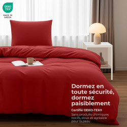 Utopia Bedding Housse de Couette 1 Personne 135x200 cm avec 1 Taie d'oreiller 80x80 cm (Rouge)- Parure de lit 1 Personne 135 x 2