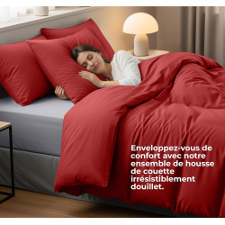 Utopia Bedding Housse de Couette 1 Personne 135x200 cm avec 1 Taie d'oreiller 80x80 cm (Rouge)- Parure de lit 1 Personne 135 x 2