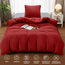 Utopia Bedding Housse de Couette 1 Personne 135x200 cm avec 1 Taie d'oreiller 80x80 cm (Rouge)- Parure de lit 1 Personne 135 x 2