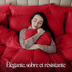 Utopia Bedding Housse de Couette 1 Personne 135x200 cm avec 1 Taie d'oreiller 80x80 cm (Rouge)- Parure de lit 1 Personne 135 x 2