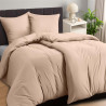 Utopia bedding housse de couette 2 personne 135x200 cm avec 2 taie d'oreiller 80x80 cm (beige) - parure de lit 2 personne 135 x 