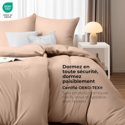 Utopia bedding housse de couette 2 personne 135x200 cm avec 2 taie d'oreiller 80x80 cm (beige) - parure de lit 2 personne 135 x 