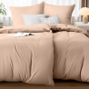 Utopia bedding housse de couette 2 personne 135x200 cm avec 2 taie d'oreiller 80x80 cm (beige) - parure de lit 2 personne 135 x 