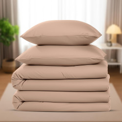 Utopia bedding housse de couette 2 personne 135x200 cm avec 2 taie d'oreiller 80x80 cm (beige) - parure de lit 2 personne 135 x 