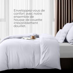 Utopia Bedding Housse de Couette 2 Personne 135x200 cm avec 2 Taie d'oreiller 80x80 cm (Blanc) - Parure de lit 2 Personne 135 x 