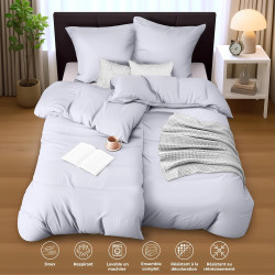 Utopia Bedding Housse de Couette 2 Personne 135x200 cm avec 2 Taie d'oreiller 80x80 cm (Blanc) - Parure de lit 2 Personne 135 x 