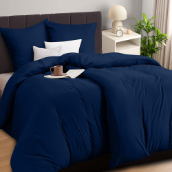 Utopia Bedding Housse de Couette 2 Personne 135x200 cm avec 2 Taie d'oreiller 80x80 cm (Marine) - Parure de lit 2 Personne 135 x