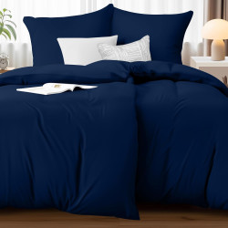 Utopia Bedding Housse de Couette 2 Personne 135x200 cm avec 2 Taie d'oreiller 80x80 cm (Marine) - Parure de lit 2 Personne 135 x