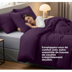 Utopia Bedding Housse de Couette 1 Personne 135x200 cm avec 1 Taie d'oreiller 80x80 cm (Pourpre) - Parure de lit 1 Personne 135 