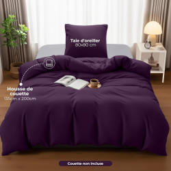 Utopia Bedding Housse de Couette 1 Personne 135x200 cm avec 1 Taie d'oreiller 80x80 cm (Pourpre) - Parure de lit 1 Personne 135 