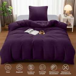 Utopia Bedding Housse de Couette 1 Personne 135x200 cm avec 1 Taie d'oreiller 80x80 cm (Pourpre) - Parure de lit 1 Personne 135 