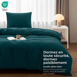 Utopia Bedding Housse de Couette 1 Personne 135x200 cm avec 1 Taie d'oreiller 80x80 cm (Sarcelle) - Parure de lit 1 Personne 135
