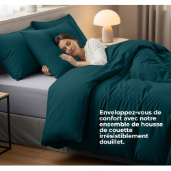 Utopia Bedding Housse de Couette 1 Personne 135x200 cm avec 1 Taie d'oreiller 80x80 cm (Sarcelle) - Parure de lit 1 Personne 135