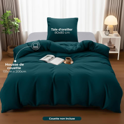 Utopia Bedding Housse de Couette 1 Personne 135x200 cm avec 1 Taie d'oreiller 80x80 cm (Sarcelle) - Parure de lit 1 Personne 135