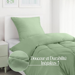 Utopia Bedding Housse de Couette 1 Personne 135x200 cm avec 1 Taie d'oreiller 80x80 cm (Vert Sauge)- Parure de lit 1 Personne 13