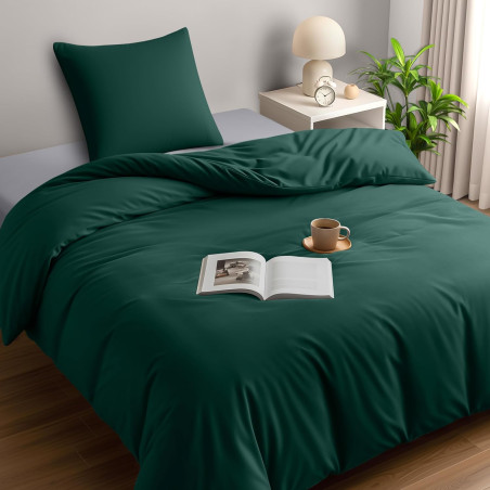 Utopia Bedding Housse de Couette 1 Personne 135x200 cm avec 1 Taie d'oreiller 80x80 cm (Émeraude)- Parure de lit 1 Personne 135 