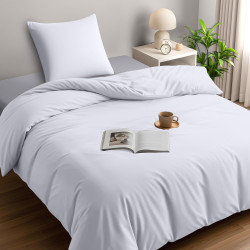 Utopia Bedding Housse de Couette 1 Personne 135x200 cm avec 1 Taie d'oreiller 80x80 cm (Blanc) - Parure de lit 1 Personne 135 x 