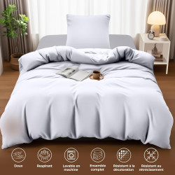 Utopia Bedding Housse de Couette 1 Personne 135x200 cm avec 1 Taie d'oreiller 80x80 cm (Blanc) - Parure de lit 1 Personne 135 x 