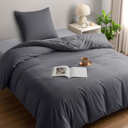 Utopia Bedding Housse de Couette 1 Personne 135x200 cm avec 1 Taie d'oreiller 80x80 cm (Gris) - Parure de lit 1 Personne 135 x 2