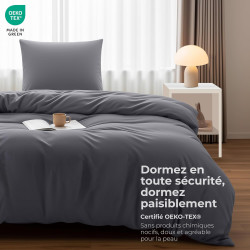 Utopia Bedding Housse de Couette 1 Personne 135x200 cm avec 1 Taie d'oreiller 80x80 cm (Gris) - Parure de lit 1 Personne 135 x 2