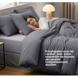 Utopia Bedding Housse de Couette 1 Personne 135x200 cm avec 1 Taie d'oreiller 80x80 cm (Gris) - Parure de lit 1 Personne 135 x 2