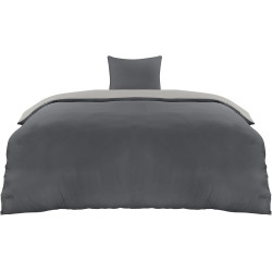 Utopia Bedding Housse de Couette 1 Personne 135x200 cm avec 1 Taie d'oreiller 80x80 cm (Gris Foncé/Gris Clair) - Parure de lit -