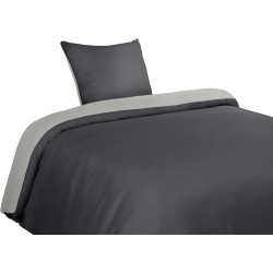 Utopia Bedding Housse de Couette 1 Personne 135x200 cm avec 1 Taie d'oreiller 80x80 cm (Gris Foncé/Gris Clair) - Parure de lit -