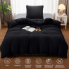 Utopia Bedding Housse de Couette 1 Personne 135x200 cm avec 1 Taie d'oreiller 80x80 cm (Noir) - Parure de lit 1 Personne 135 x 2