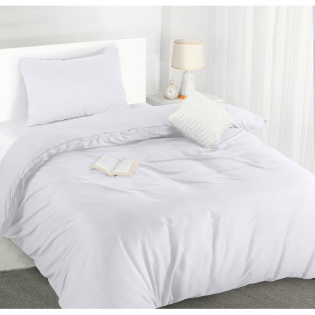 Utopia Bedding Housse de Couette 1 Personne 135x200 cm avec 1 Taie d'oreiller 50x75 cm (Blanc) - Parure de lit 1 Personne 135 x 