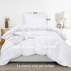 Utopia Bedding Housse de Couette 1 Personne 135x200 cm avec 1 Taie d'oreiller 50x75 cm (Blanc) - Parure de lit 1 Personne 135 x 