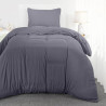 Utopia Bedding Housse de Couette 1 Personne 135x200 cm avec 1 Taie d'oreiller 50x75 cm (Gris) - Parure de lit 1 Personne 135 x 2