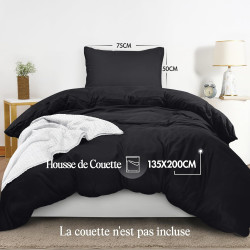 Utopia Bedding Housse de Couette 1 Personne 135x200 cm avec 1 Taie d'oreiller 50x75 cm (Noir) - Parure de lit 1 Personne 135 x 2