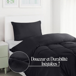 Utopia Bedding Housse de Couette 1 Personne 135x200 cm avec 1 Taie d'oreiller 50x75 cm (Noir) - Parure de lit 1 Personne 135 x 2