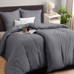Utopia Bedding Housse de Couette 2 Personne 135x200 cm avec 2 Taie d'oreiller 80x80 cm (Gris) - Parure de lit 2 Personne 135 x 2